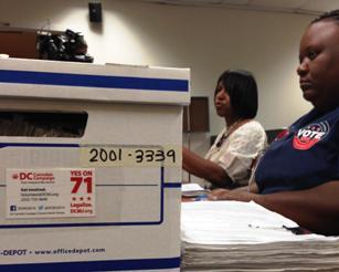 Handing in signatures to DC election officials this morning. (DrugPolicy.org)