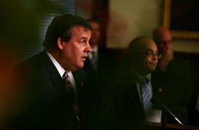 Gov. Chris Christie (R) and bill sponsor Assemblyman Russ Gusiora (D)