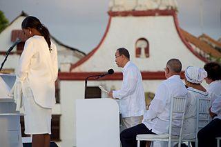 2016 Colombia peace process ceremony with Ban-Ki Moon & President Santos