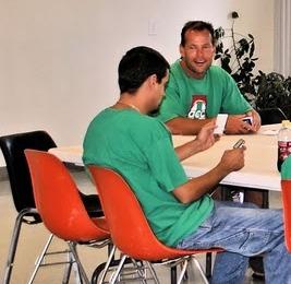 Michael Lapihuska (facing camera), with fellow activist from Alabamans for Compassionate Care